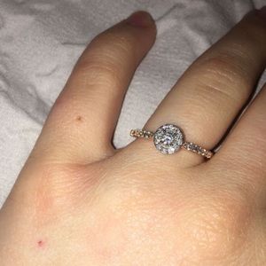 Rose gold diamond engagement or promise ring